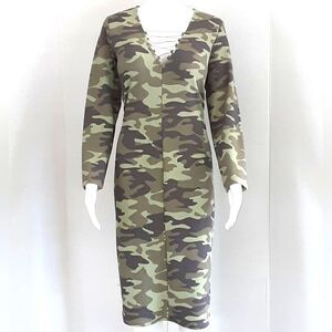 BOLD ELEMENTS Camouflage Long Sleeve Dress XL - NWOT